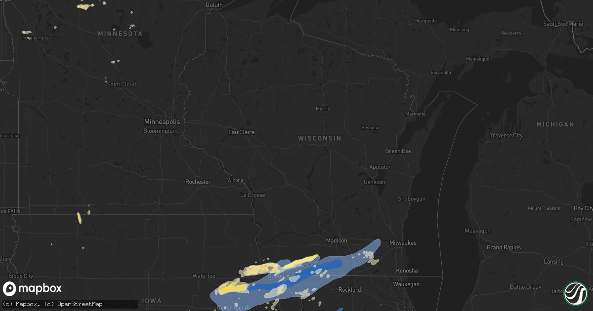 Hail map in Wisconsin on July 11, 2025