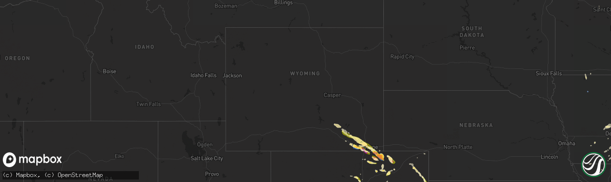 Hail map in Wyoming on July 11, 2025
