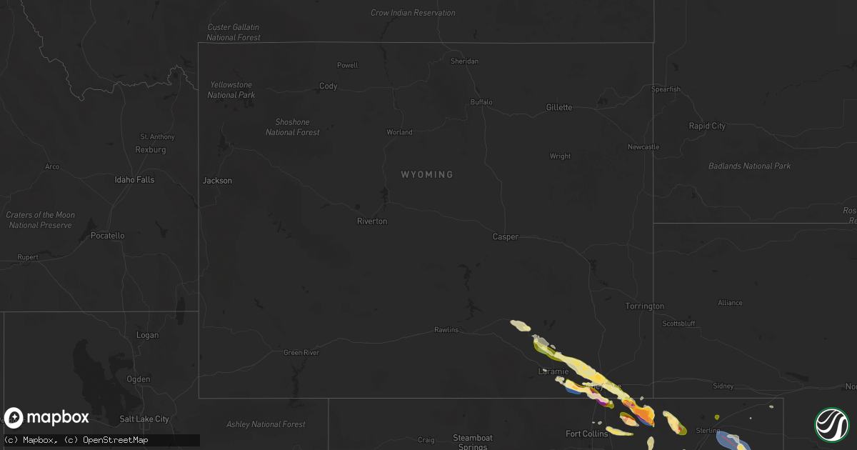 Hail map in Wyoming on July 11, 2025