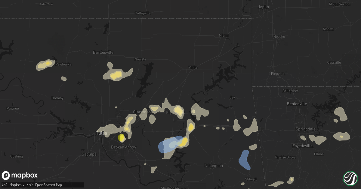 Hail map in Adair, OK on July 11, 2026