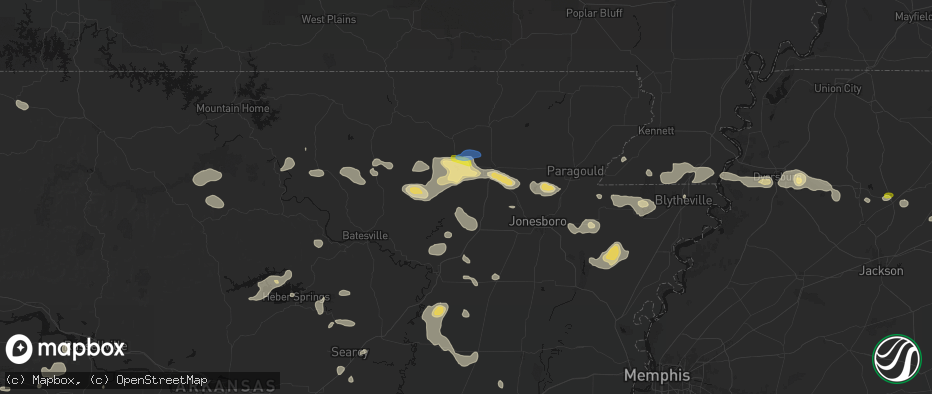 Hail map in Alicia, AR on July 11, 2026