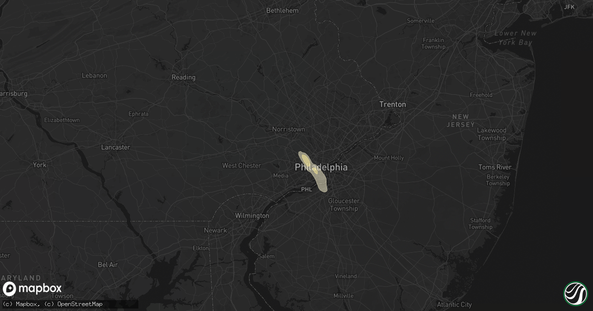 Hail map in Ardmore, PA on July 11, 2026