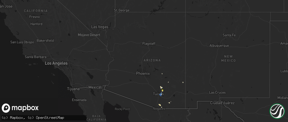 Hail map in Arizona on July 11, 2026