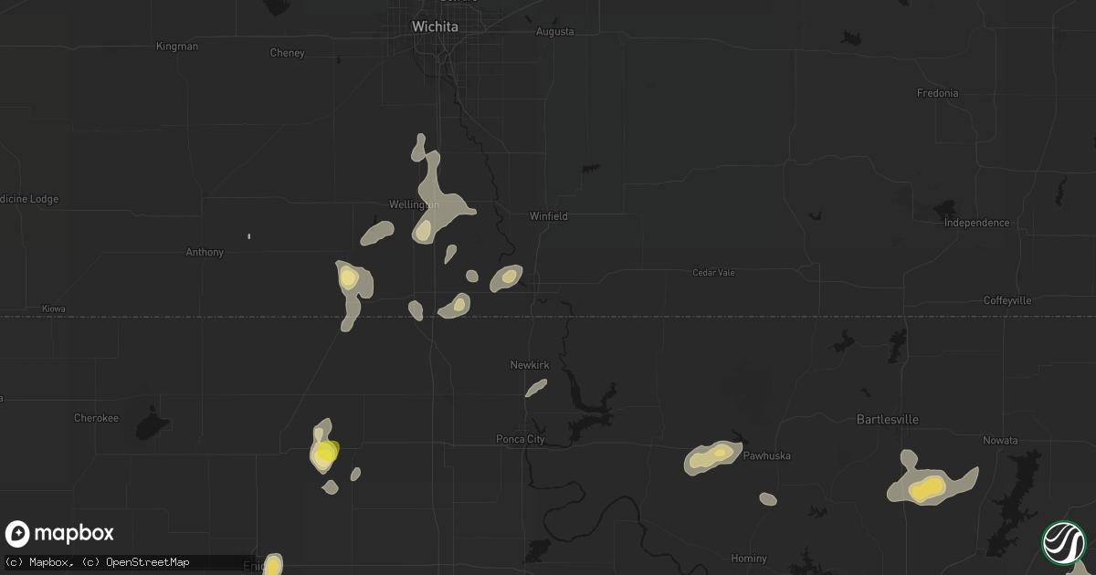 Hail map in Arkansas City, KS on July 11, 2026