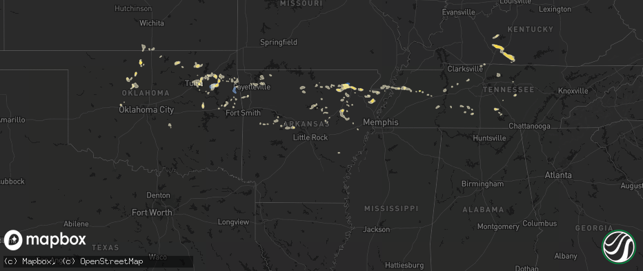 Hail map in Arkansas on July 11, 2026