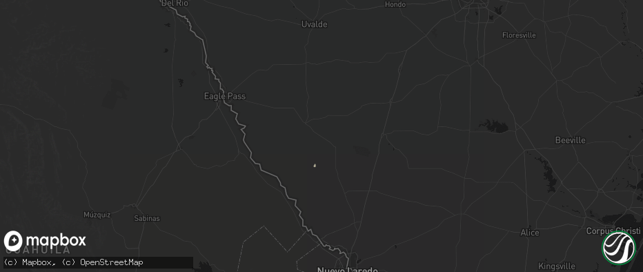 Hail map in Asherton, TX on July 11, 2026
