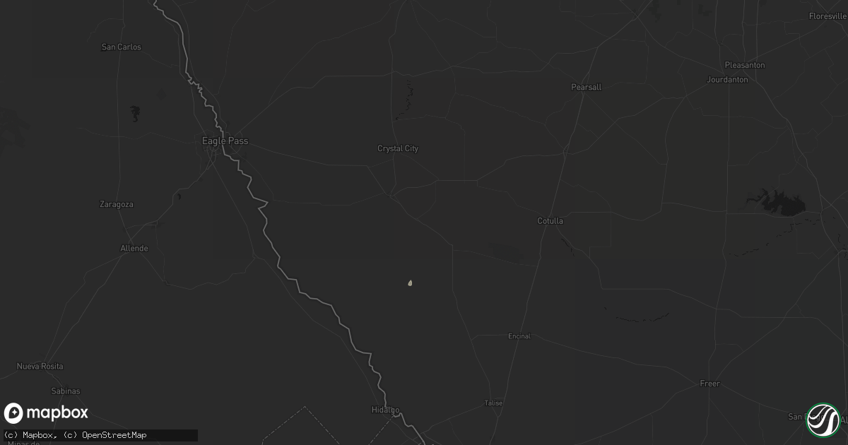 Hail map in Asherton, TX on July 11, 2026
