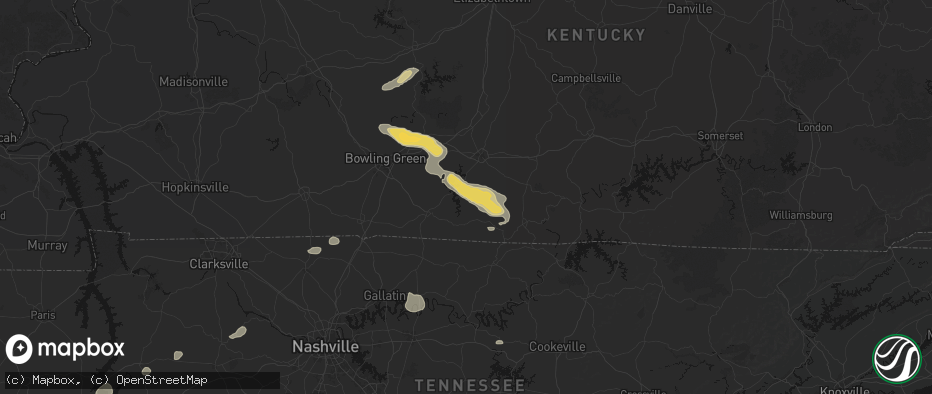 Hail map in Austin, KY on July 11, 2026