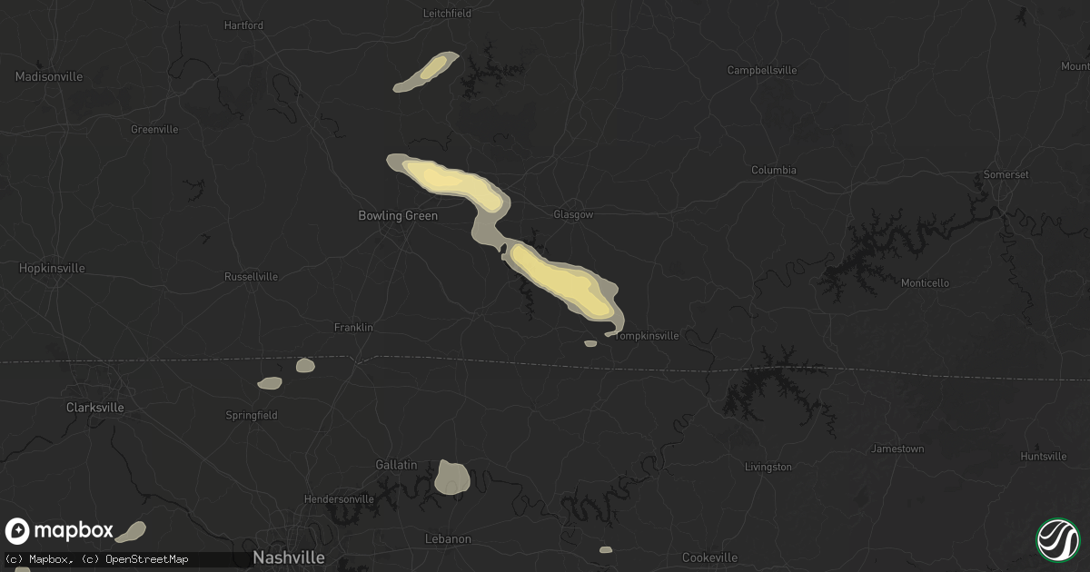 Hail map in Austin, KY on July 11, 2026