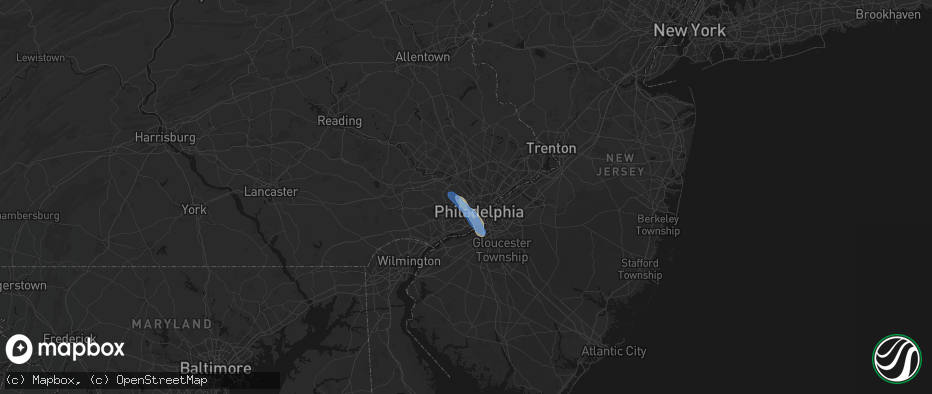 Hail map in Bala Cynwyd, PA on July 11, 2026