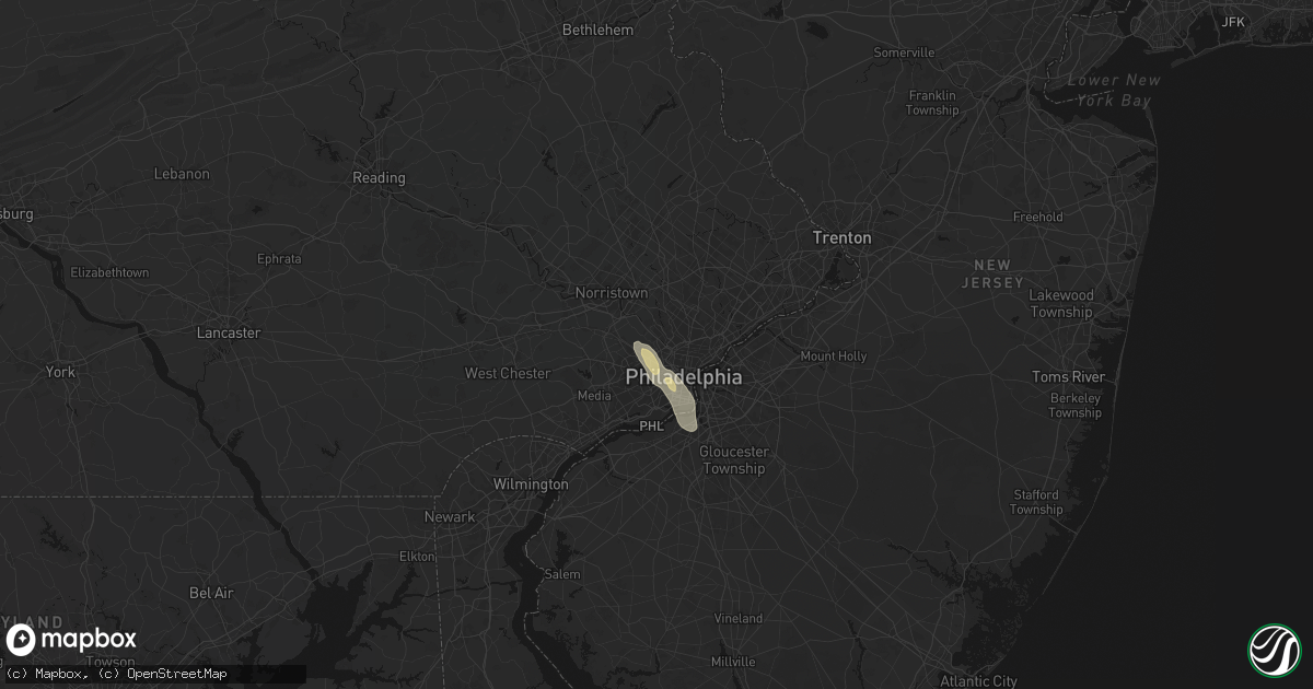 Hail map in Bala Cynwyd, PA on July 11, 2026