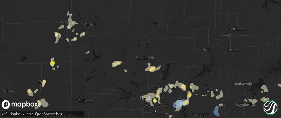 Hail map in Bartlesville, OK on July 11, 2026
