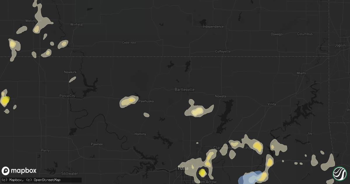 Hail map in Bartlesville, OK on July 11, 2026