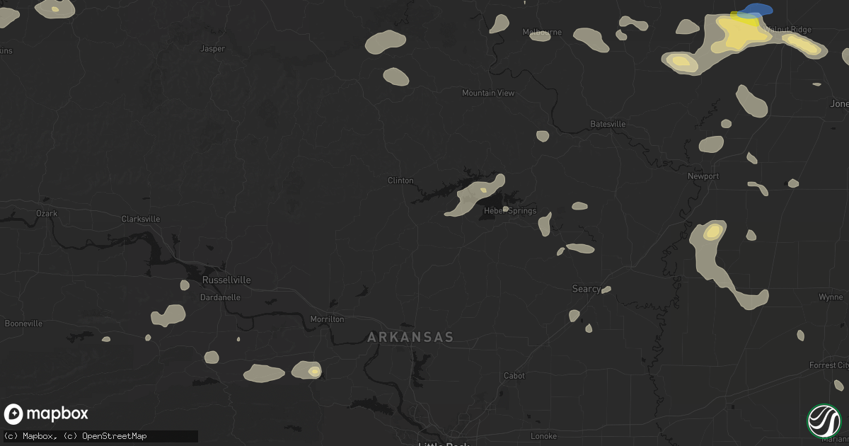Hail map in Bee Branch, AR on July 11, 2026