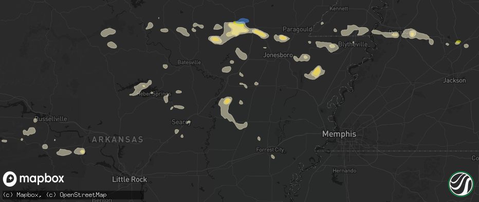 Hail map in Beedeville, AR on July 11, 2026