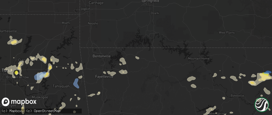 Hail map in Berryville, AR on July 11, 2026