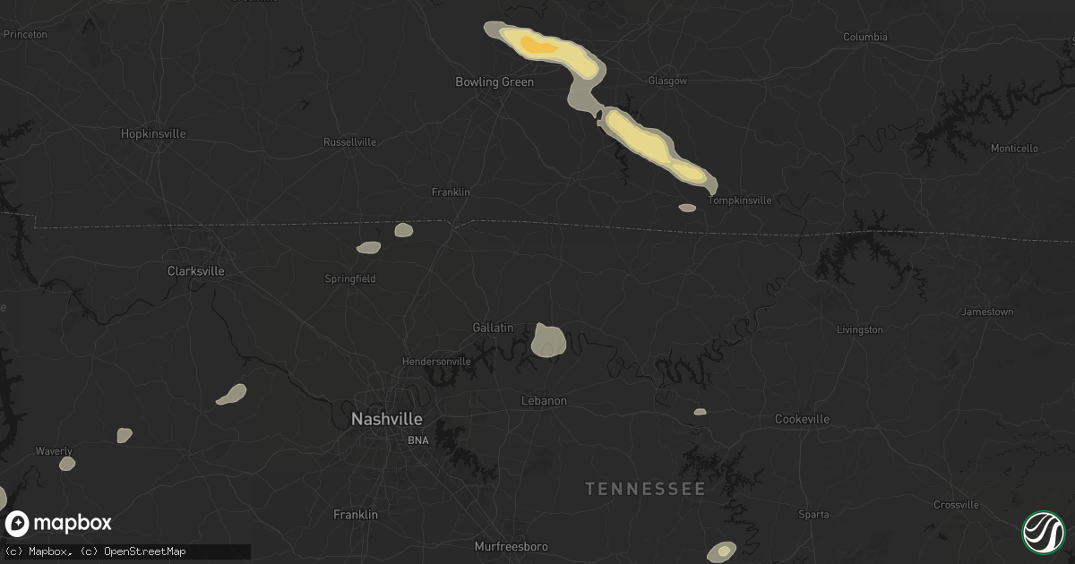 Hail map in Bethpage, TN on July 11, 2026