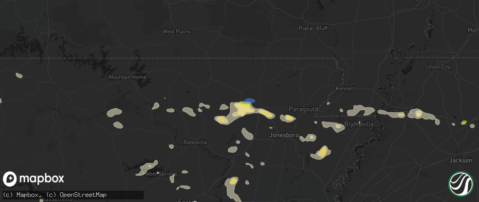 Hail map in Black Rock, AR on July 11, 2026