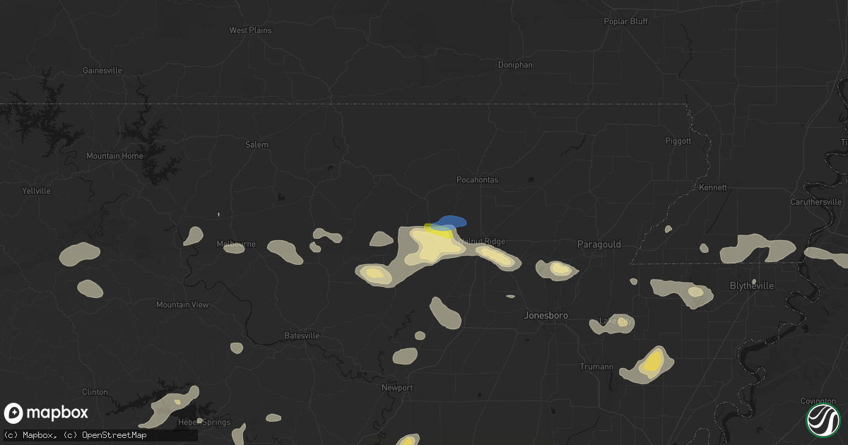 Hail map in Black Rock, AR on July 11, 2026