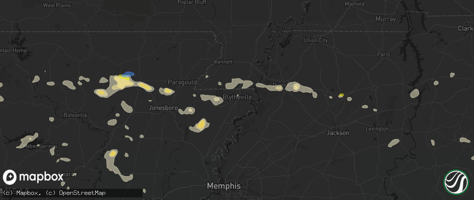 Hail map in Blytheville, AR on July 11, 2026