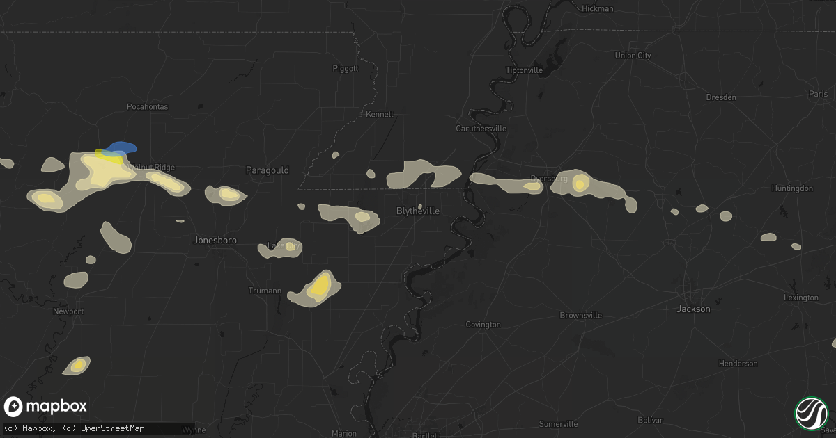 Hail map in Blytheville, AR on July 11, 2026