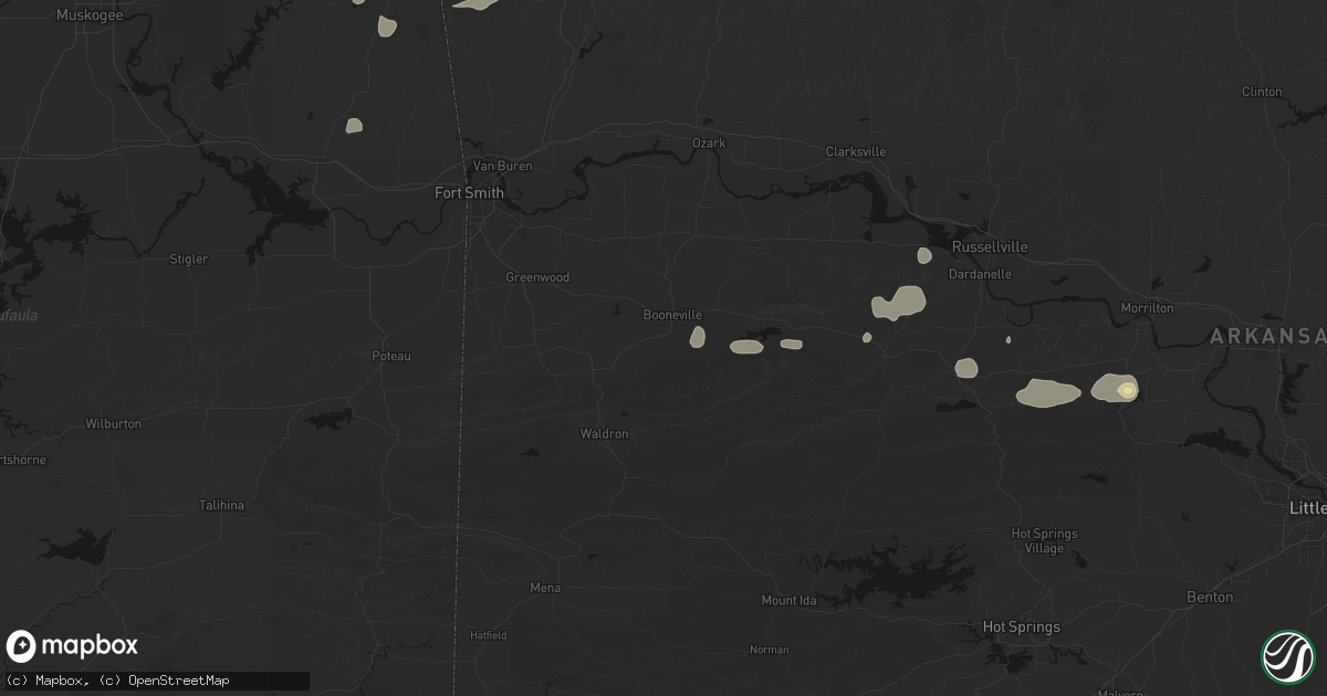 Hail map in Booneville, AR on July 11, 2026