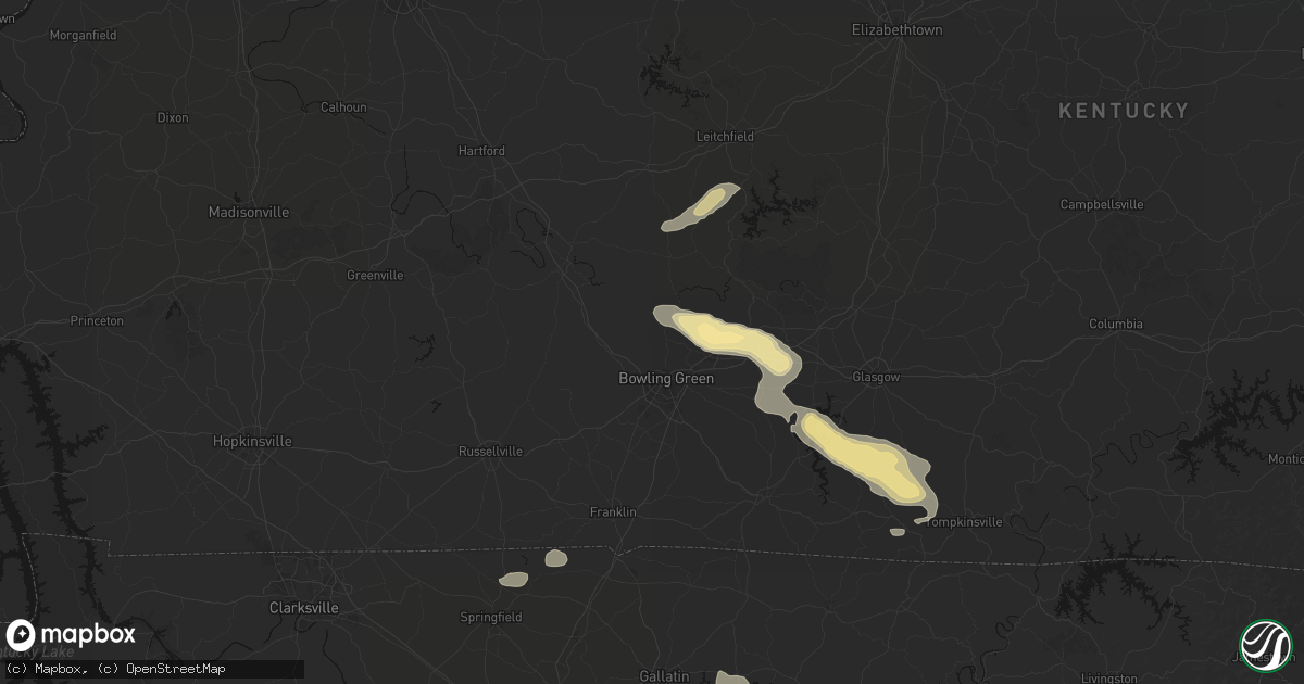Hail map in Bowling Green, KY on July 11, 2026