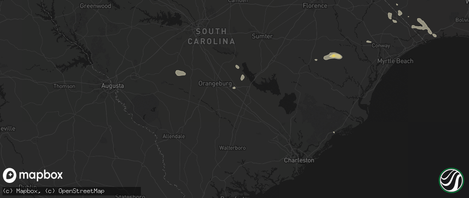 Hail map in Bowman, SC on July 11, 2026
