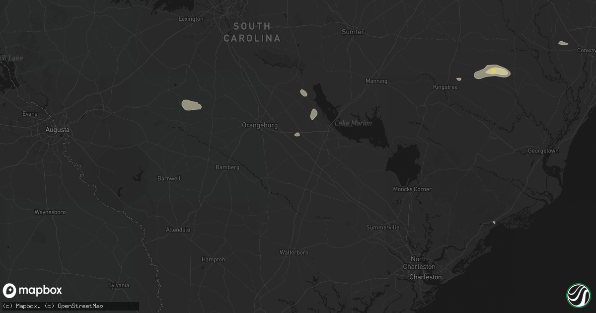 Hail map in Bowman, SC on July 11, 2026
