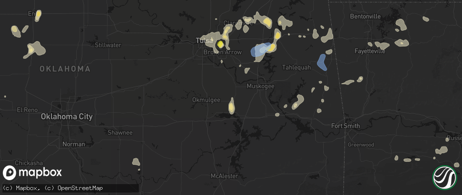 Hail map in Boynton, OK on July 11, 2026