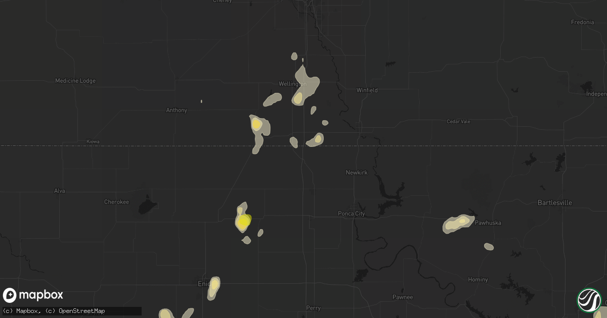 Hail map in Braman, OK on July 11, 2026