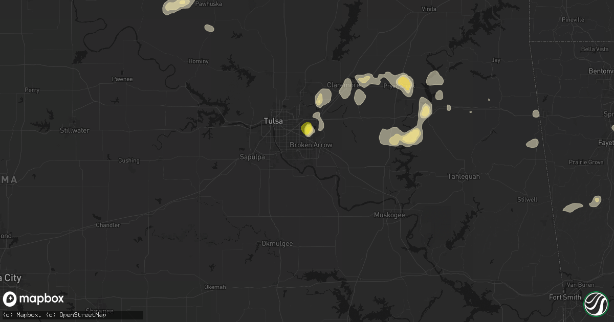 Hail map in Broken Arrow, OK on July 11, 2026