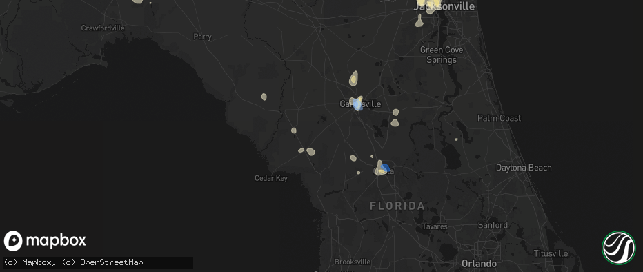 Hail map in Bronson, FL on July 11, 2026