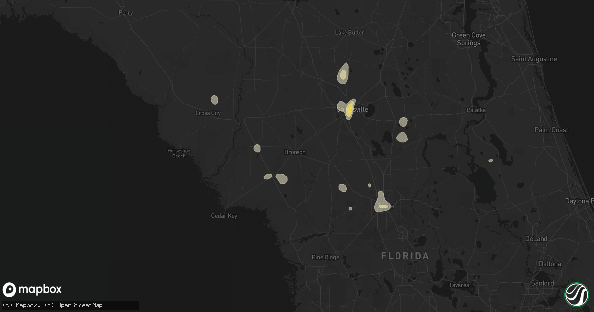 Hail map in Bronson, FL on July 11, 2026
