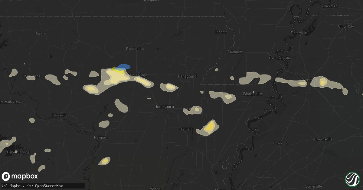 Hail map in Brookland, AR on July 11, 2026