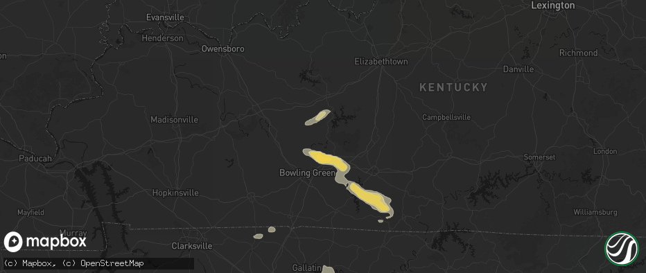 Hail map in Brownsville, KY on July 11, 2026