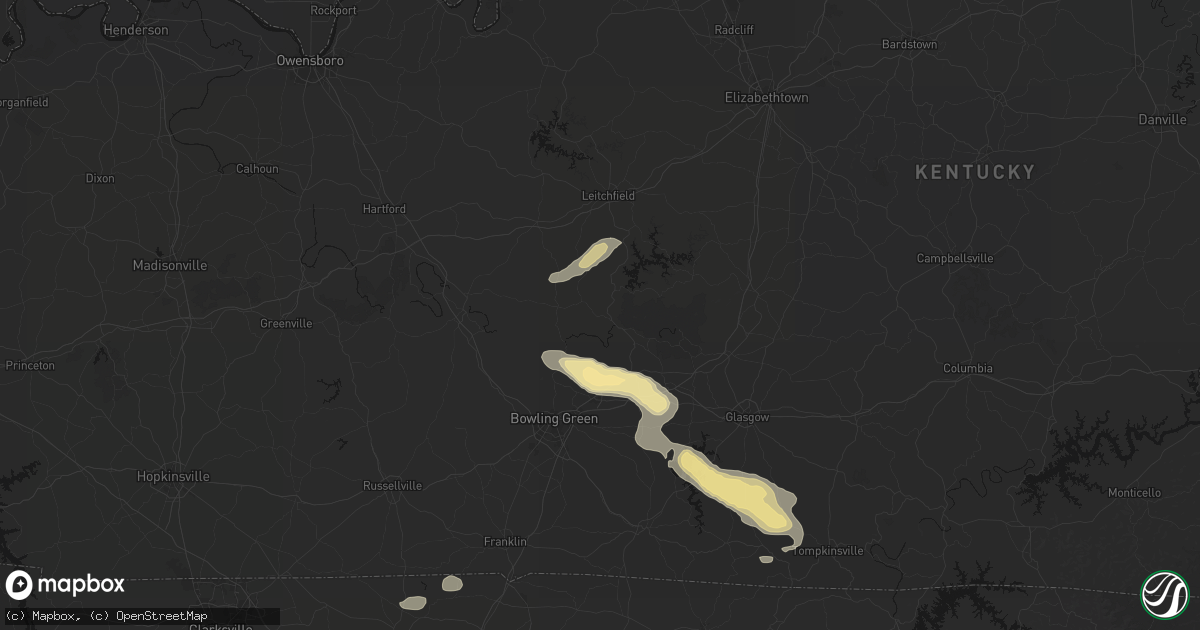 Hail map in Brownsville, KY on July 11, 2026