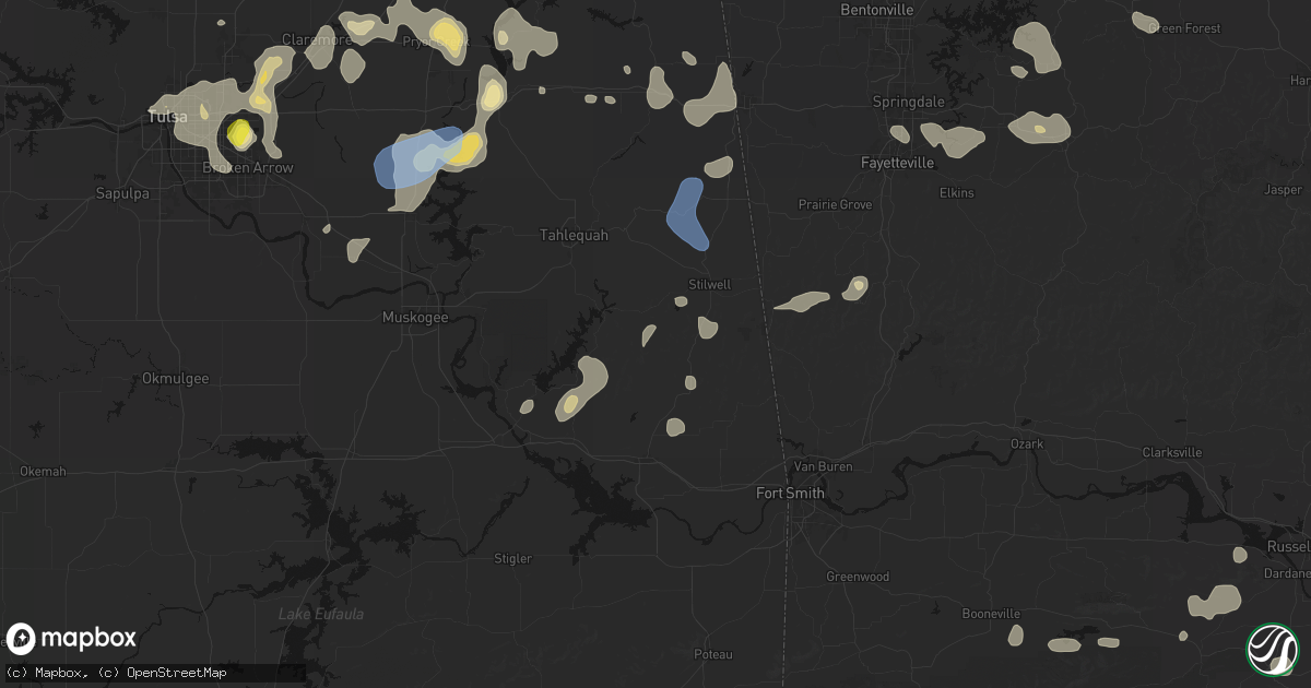 Hail map in Bunch, OK on July 11, 2026