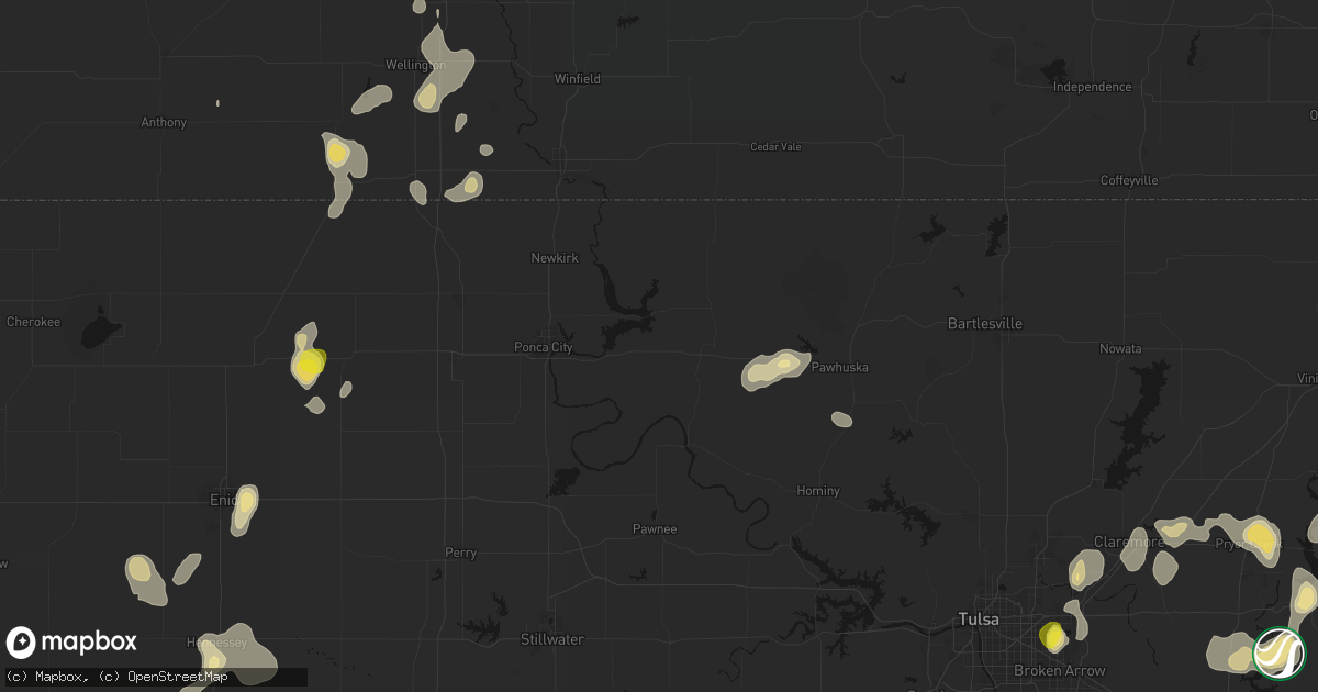 Hail map in Burbank, OK on July 11, 2026