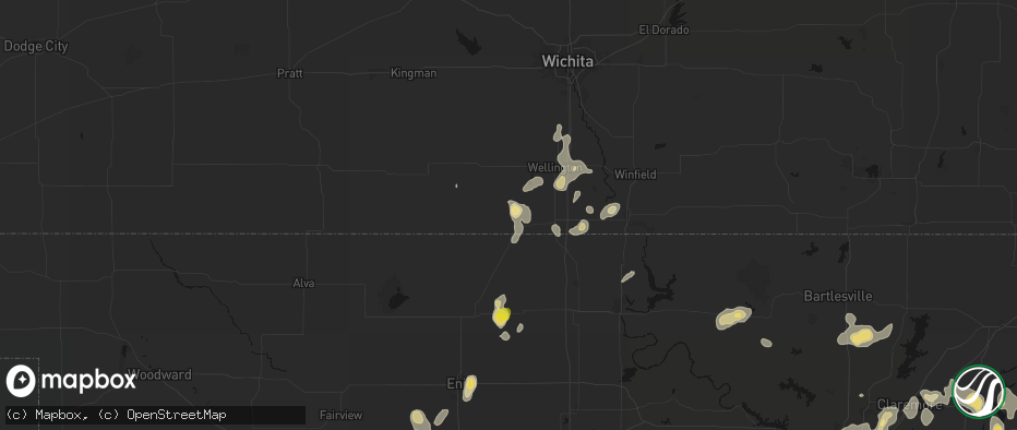 Hail map in Caldwell, KS on July 11, 2026