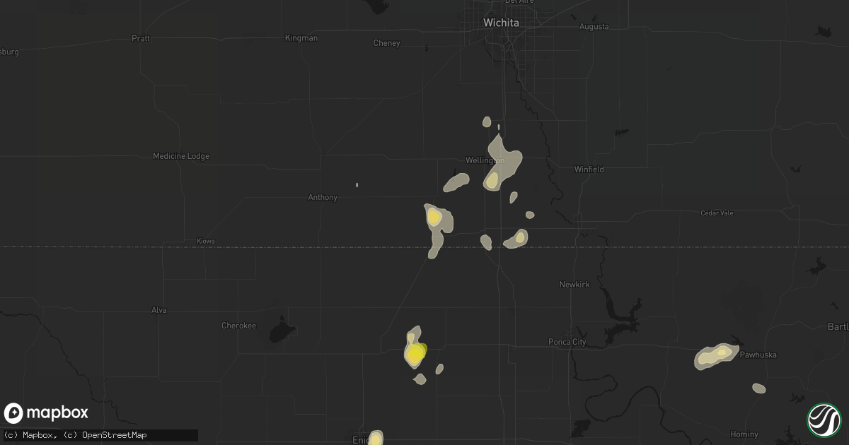 Hail map in Caldwell, KS on July 11, 2026