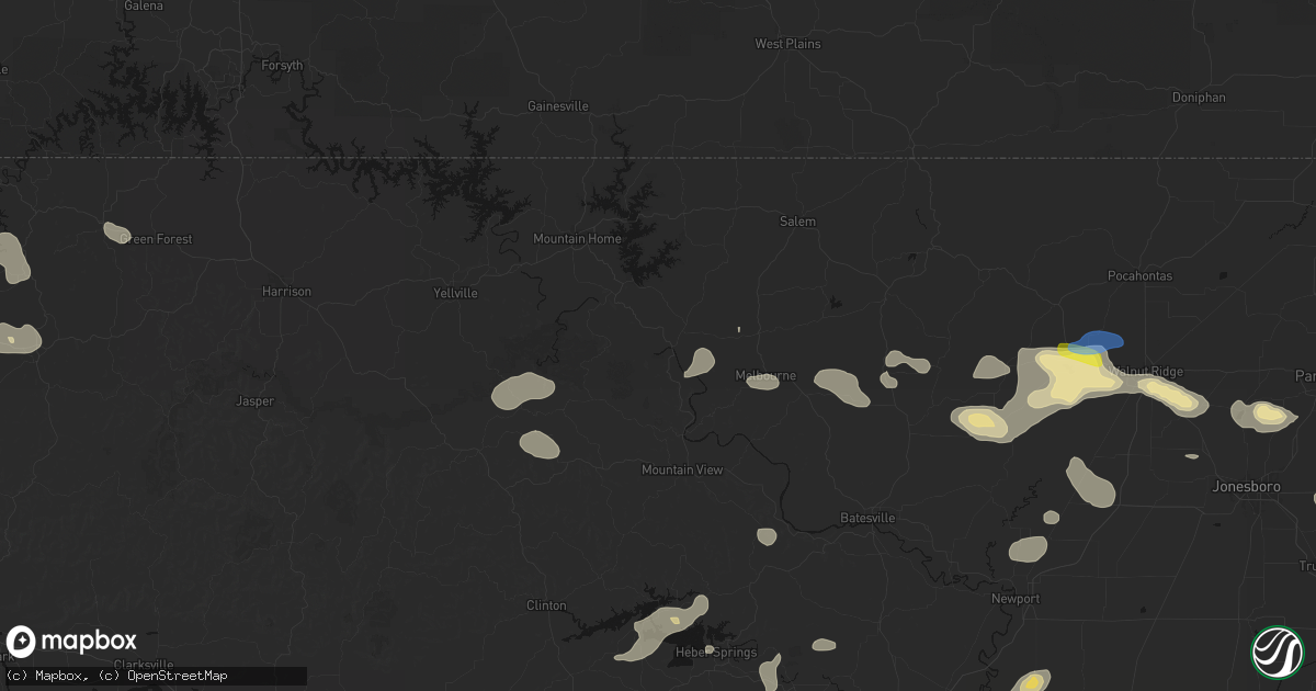Hail map in Calico Rock, AR on July 11, 2026
