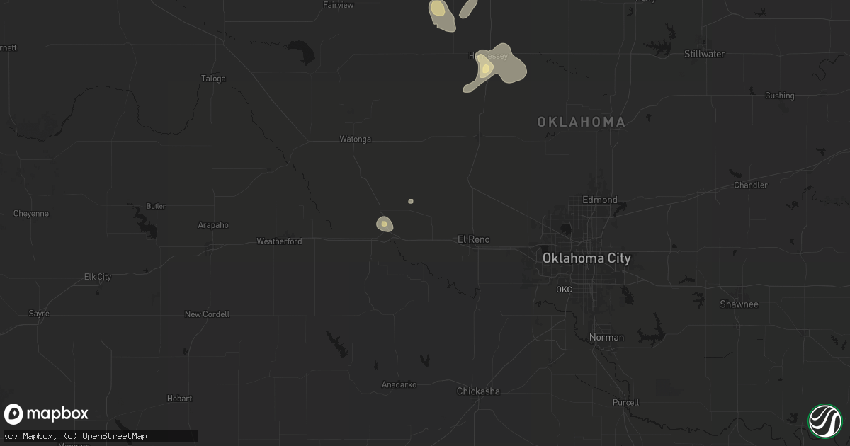 Hail map in Calumet, OK on July 11, 2026