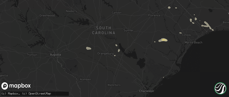 Hail map in Cameron, SC on July 11, 2026
