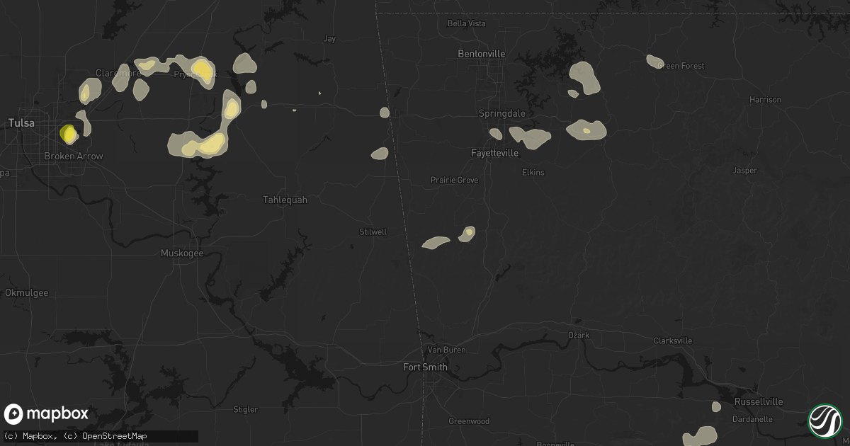 Hail map in Canehill, AR on July 11, 2026