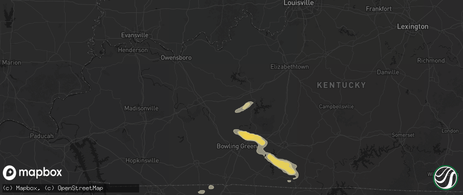 Hail map in Caneyville, KY on July 11, 2026