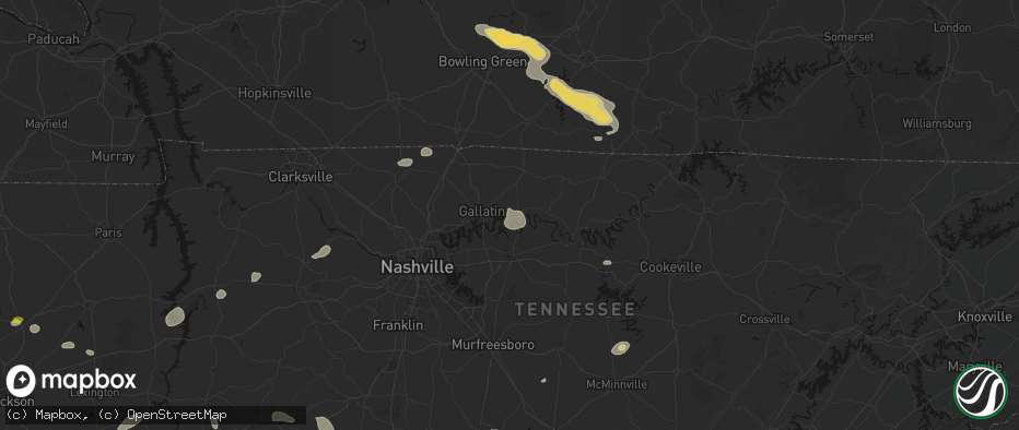 Hail map in Castalian Springs, TN on July 11, 2026