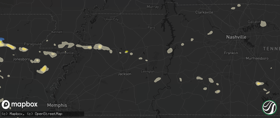 Hail map in Cedar Grove, TN on July 11, 2026