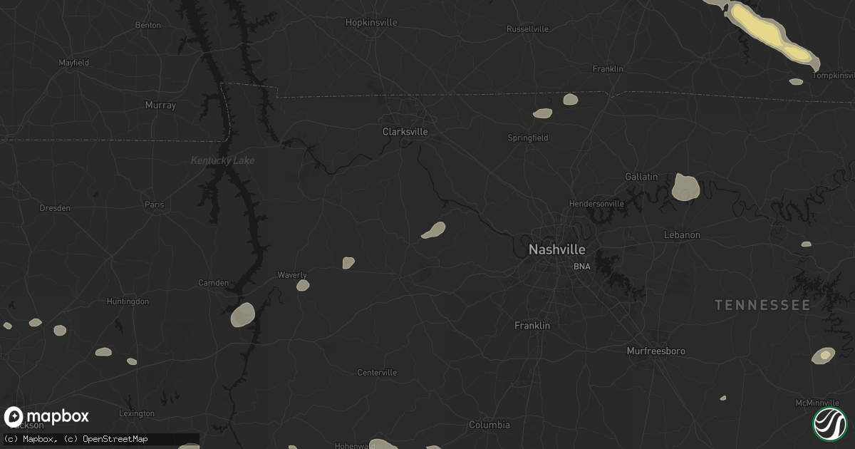 Hail map in Charlotte, TN on July 11, 2026