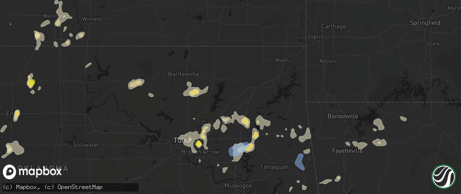 Hail map in Chelsea, OK on July 11, 2026